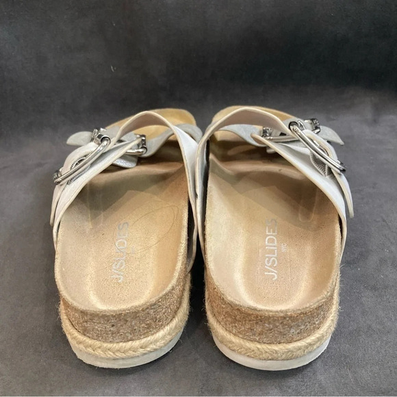 J SLIDES Sz 9 Leighton Leather Adjustable Buckle Closure Slip On Sandals - Picture 10 of 12